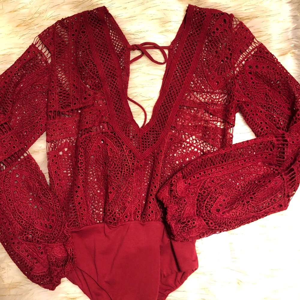 NWT Red lace bodysuit!